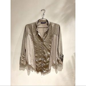 Vivienne Tam Silver Paneled Blouse